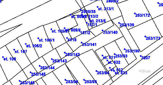 Parcela st. 253/141 v KÚ Chvalkovice na Hané, Katastrální mapa