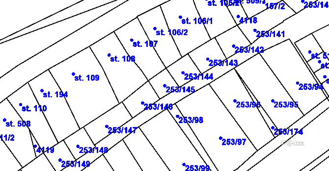 Parcela st. 253/145 v KÚ Chvalkovice na Hané, Katastrální mapa