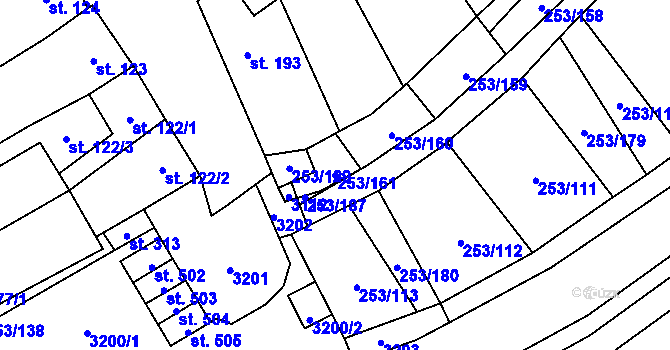 Parcela st. 253/161 v KÚ Chvalkovice na Hané, Katastrální mapa