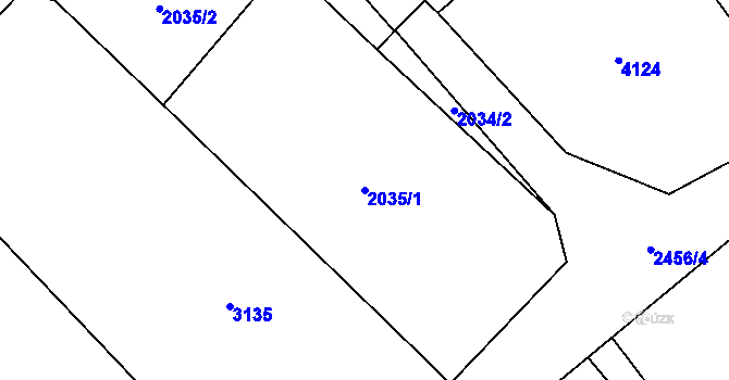 Parcela st. 2035/1 v KÚ Chvalkovice na Hané, Katastrální mapa