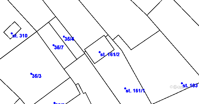Parcela st. 161/2 v KÚ Chvalkovice na Hané, Katastrální mapa
