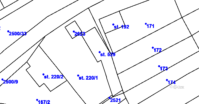 Parcela st. 529 v KÚ Chvalkovice na Hané, Katastrální mapa