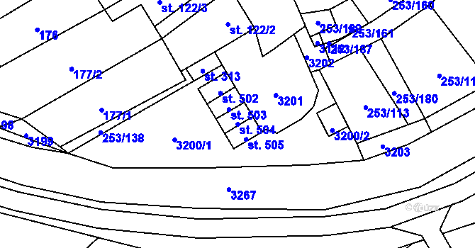 Parcela st. 504 v KÚ Chvalkovice na Hané, Katastrální mapa