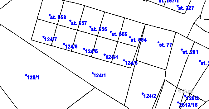 Parcela st. 124/4 v KÚ Chvalkovice na Hané, Katastrální mapa