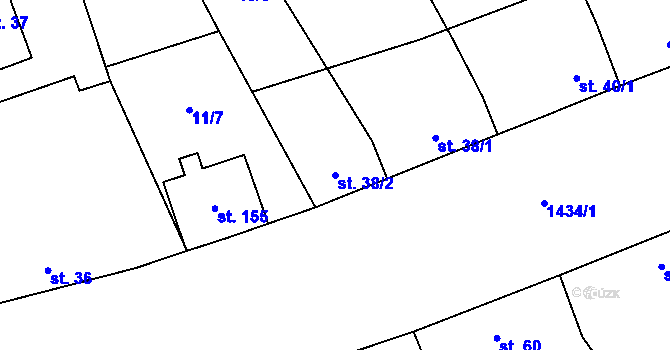 Parcela st. 38/2 v KÚ Chvalnov, Katastrální mapa