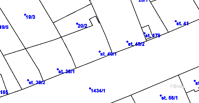 Parcela st. 40/1 v KÚ Chvalnov, Katastrální mapa
