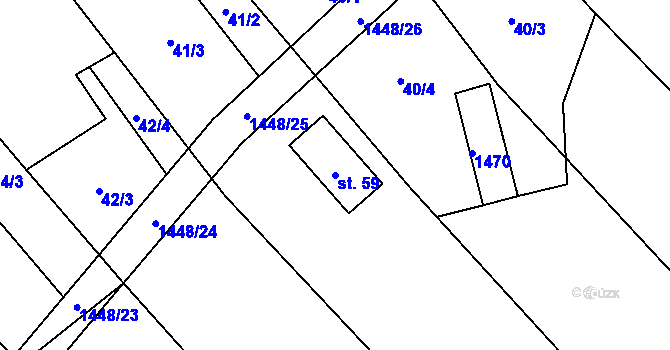 Parcela st. 59 v KÚ Chvalnov, Katastrální mapa