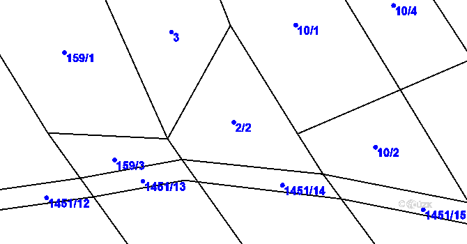 Parcela st. 2/2 v KÚ Chvalnov, Katastrální mapa