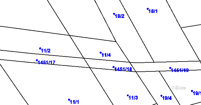 Parcela st. 11/4 v KÚ Chvalnov, Katastrální mapa