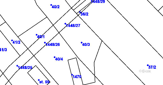 Parcela st. 40/3 v KÚ Chvalnov, Katastrální mapa