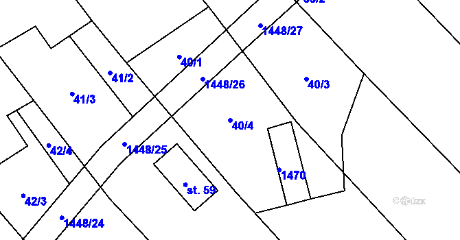Parcela st. 40/4 v KÚ Chvalnov, Katastrální mapa