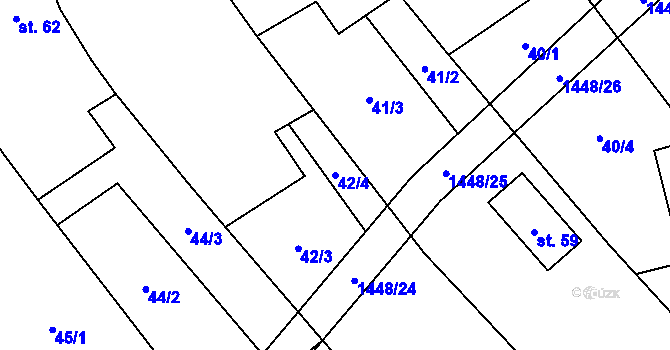 Parcela st. 42/4 v KÚ Chvalnov, Katastrální mapa