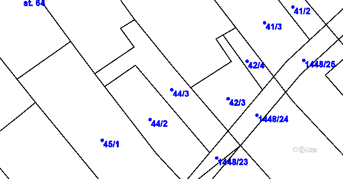 Parcela st. 44/3 v KÚ Chvalnov, Katastrální mapa