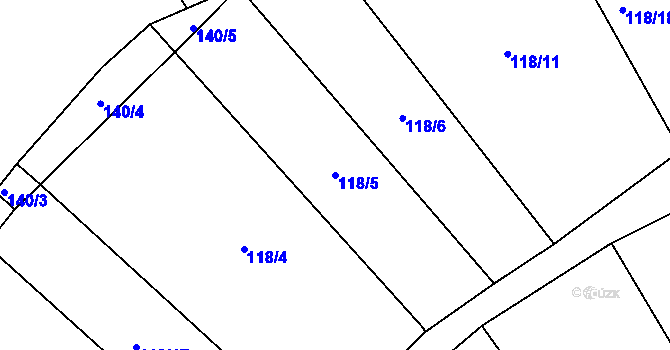 Parcela st. 118/5 v KÚ Chvalnov, Katastrální mapa