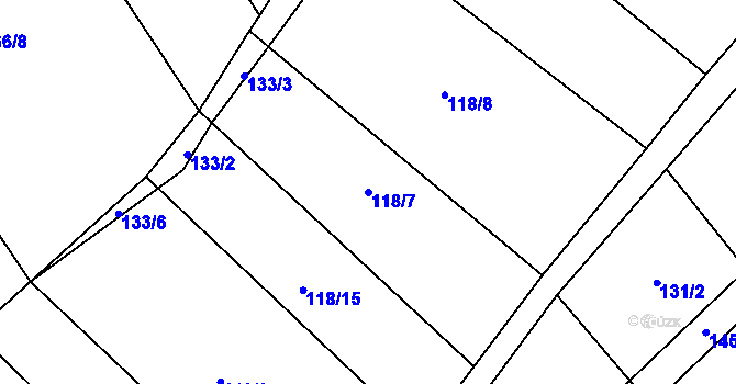 Parcela st. 118/7 v KÚ Chvalnov, Katastrální mapa