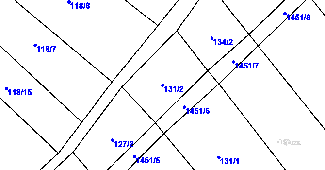 Parcela st. 131/2 v KÚ Chvalnov, Katastrální mapa