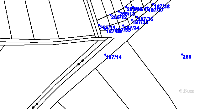 Parcela st. 187/14 v KÚ Chvalnov, Katastrální mapa