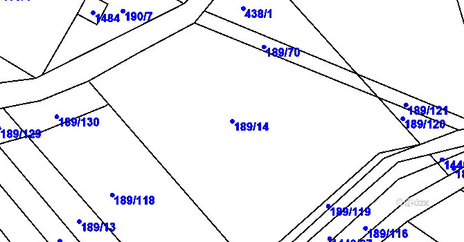 Parcela st. 189/14 v KÚ Chvalnov, Katastrální mapa