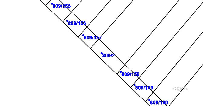 Parcela st. 809/2 v KÚ Chvalnov, Katastrální mapa