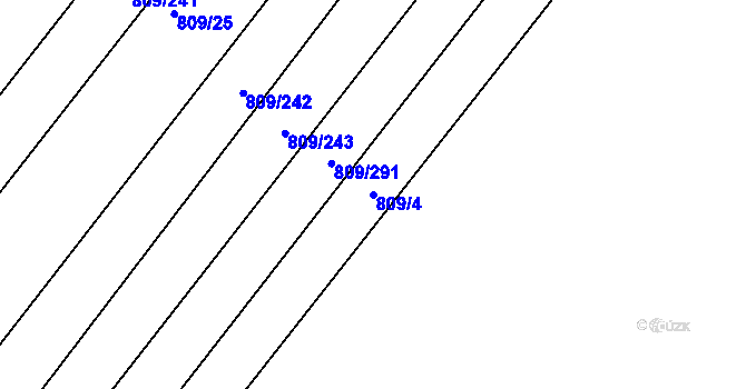 Parcela st. 809/4 v KÚ Chvalnov, Katastrální mapa