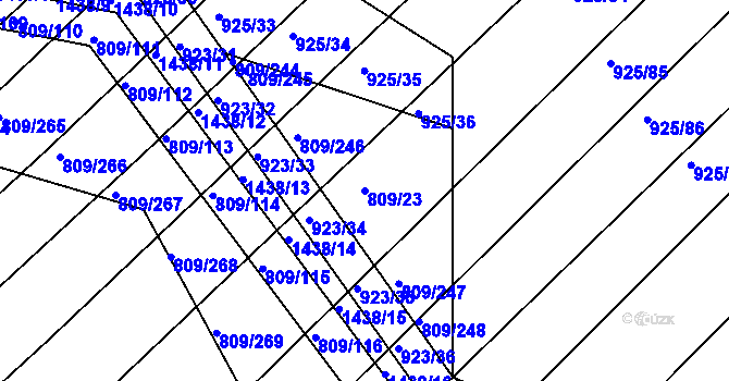 Parcela st. 809/23 v KÚ Chvalnov, Katastrální mapa