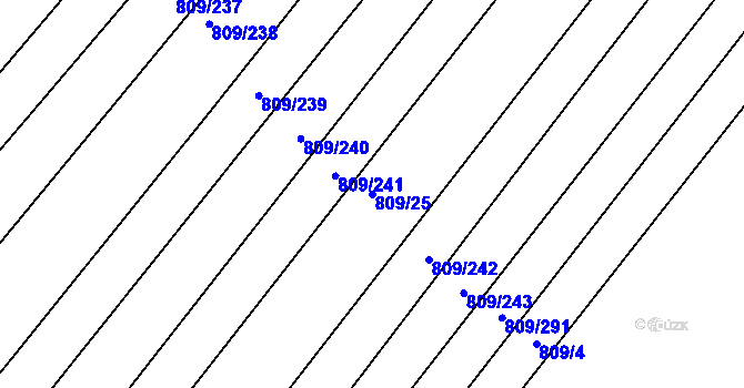 Parcela st. 809/25 v KÚ Chvalnov, Katastrální mapa