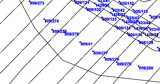Parcela st. 809/41 v KÚ Chvalnov, Katastrální mapa