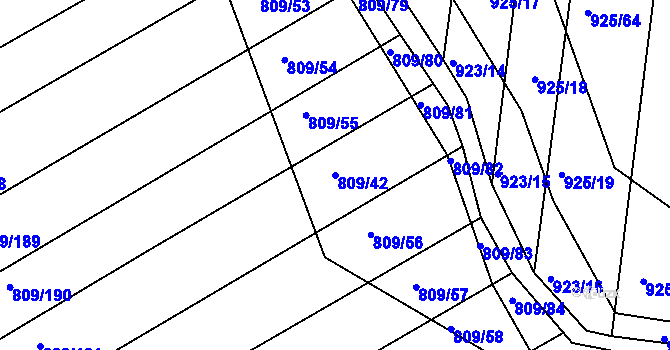 Parcela st. 809/42 v KÚ Chvalnov, Katastrální mapa