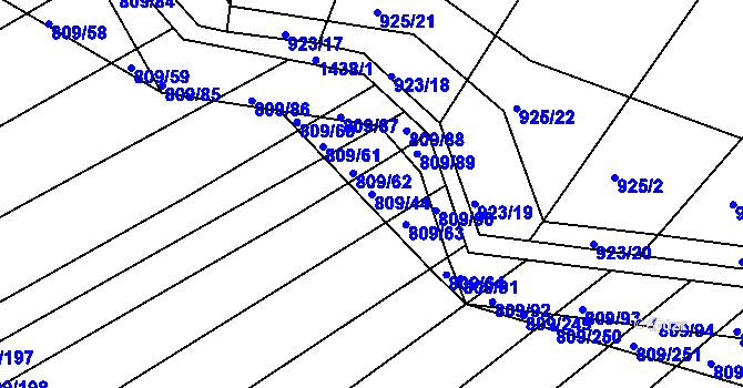 Parcela st. 809/44 v KÚ Chvalnov, Katastrální mapa