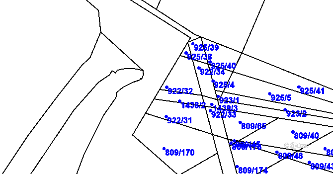 Parcela st. 922/32 v KÚ Chvalnov, Katastrální mapa