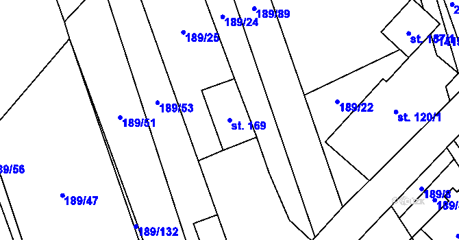Parcela st. 169 v KÚ Chvalnov, Katastrální mapa