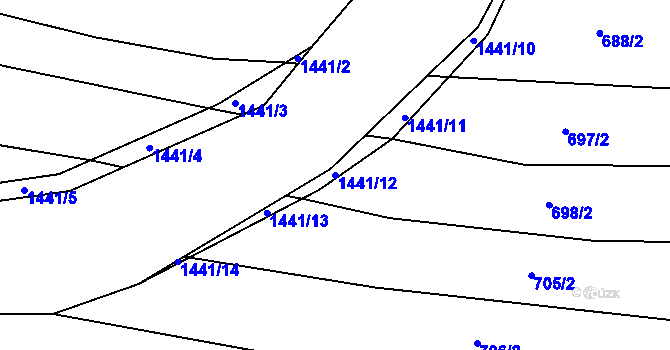 Parcela st. 1441/12 v KÚ Chvalnov, Katastrální mapa