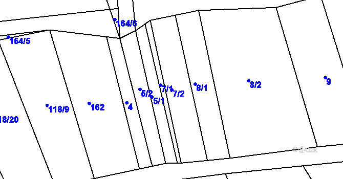 Parcela st. 7/2 v KÚ Chvalnov, Katastrální mapa