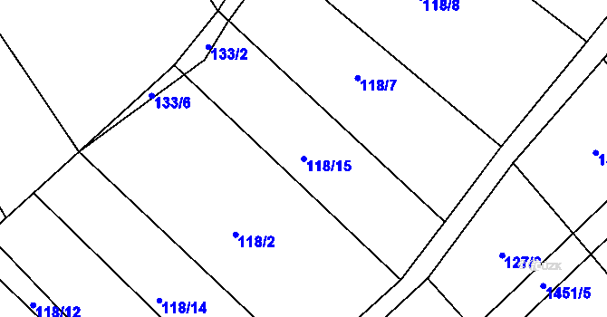 Parcela st. 118/15 v KÚ Chvalnov, Katastrální mapa