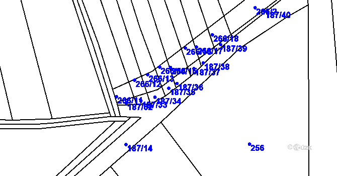 Parcela st. 187/35 v KÚ Chvalnov, Katastrální mapa