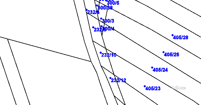 Parcela st. 232/10 v KÚ Chvalnov, Katastrální mapa
