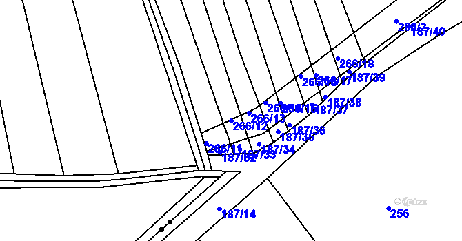 Parcela st. 266/12 v KÚ Chvalnov, Katastrální mapa