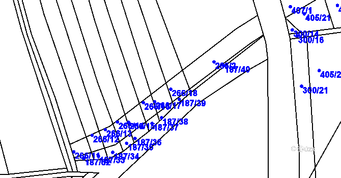 Parcela st. 266/18 v KÚ Chvalnov, Katastrální mapa
