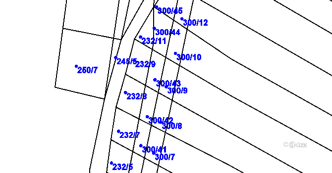 Parcela st. 300/9 v KÚ Chvalnov, Katastrální mapa