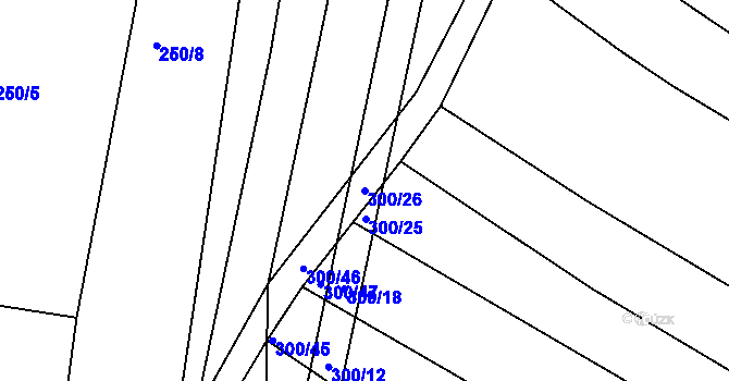 Parcela st. 300/26 v KÚ Chvalnov, Katastrální mapa