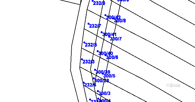 Parcela st. 300/40 v KÚ Chvalnov, Katastrální mapa