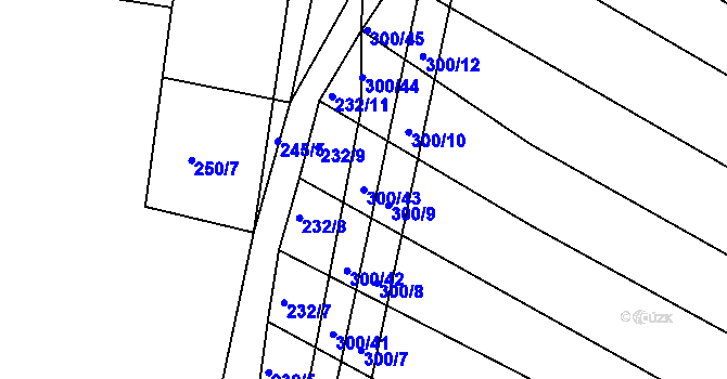 Parcela st. 300/43 v KÚ Chvalnov, Katastrální mapa