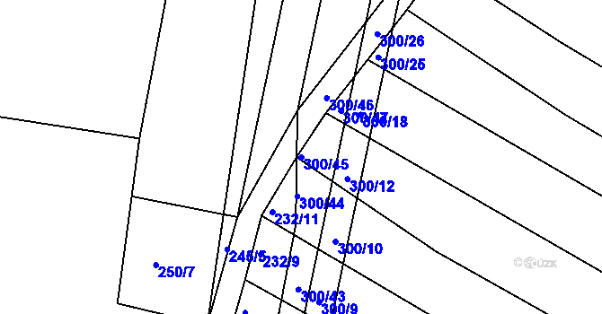 Parcela st. 300/45 v KÚ Chvalnov, Katastrální mapa
