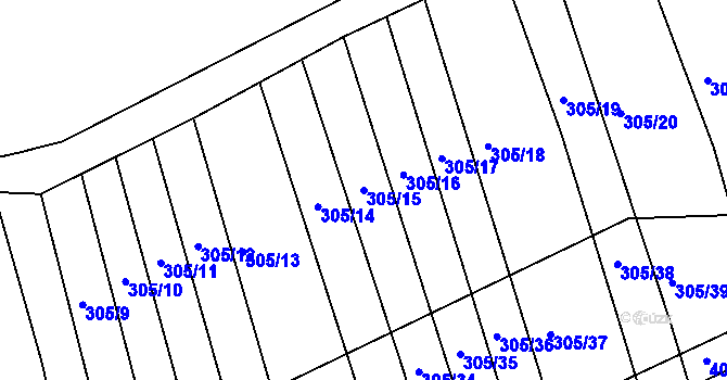 Parcela st. 305/15 v KÚ Chvalnov, Katastrální mapa