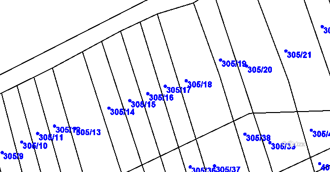Parcela st. 305/17 v KÚ Chvalnov, Katastrální mapa