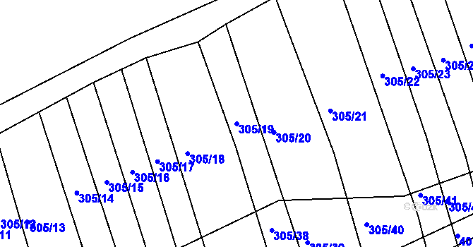 Parcela st. 305/19 v KÚ Chvalnov, Katastrální mapa
