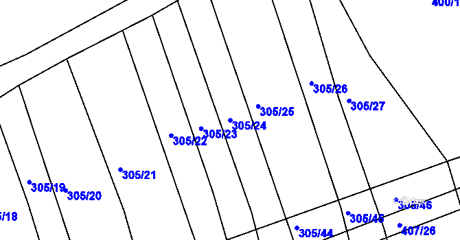 Parcela st. 305/24 v KÚ Chvalnov, Katastrální mapa