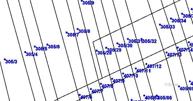 Parcela st. 305/28 v KÚ Chvalnov, Katastrální mapa