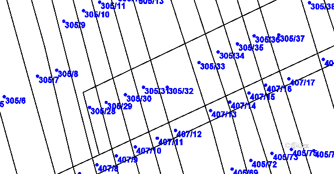 Parcela st. 305/32 v KÚ Chvalnov, Katastrální mapa