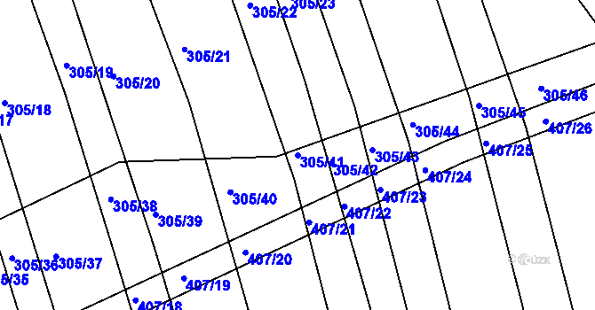 Parcela st. 305/41 v KÚ Chvalnov, Katastrální mapa